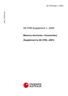 AS 3700 SUPP 1: 01/01/2004 Masonry structures – Commentary (Supplement to AS 3700-2001)