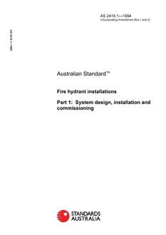 AS 2419.1: 01/01/1994 Fire hydrant installations – System design, installation and commissioning