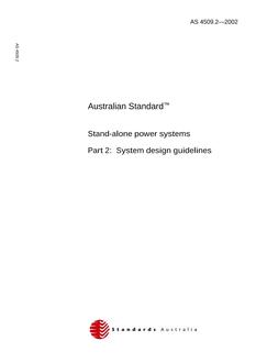 AS 4509.2: 01/01/2002 Stand-alone power systems – System design guidelines