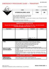 AS 1678.8.0.001: 05/06/2003 Emergency procedure guide – Transport – Hydrochloric acid