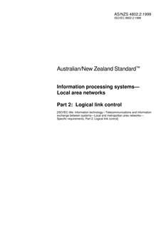 AS/NZS 4802.2: 08/05/1999 Information processing systems – Local area networks, Part 2: Logical link control