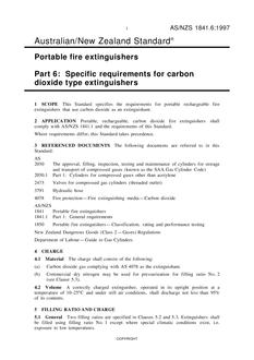 AS/NZS 1841.6: 04/05/1997 Portable fire extinguishers, Part 6: Specific requirements for carbon dioxide type extinguishers