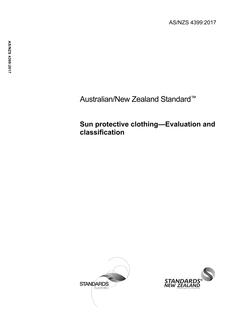 AS/NZS 4399: 09/07/2017 Sun protective clothing – Evaluation and classification AS/NZS 4399: 09/07/2017 Sun protective clothing – Evaluation and classification