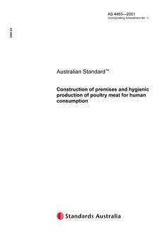 AS 4465: 01/01/2001 Construction of premises and hygienic production of poultry meat for human consumption