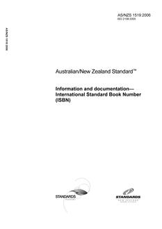 AS/NZS 1519: 03/30/2006 Information and documentation – International Standard Book Number (ISBN)