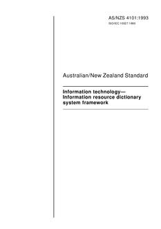 AS/NZS 4101: 03/15/1993 Information technology – Information resource dictionary system framework