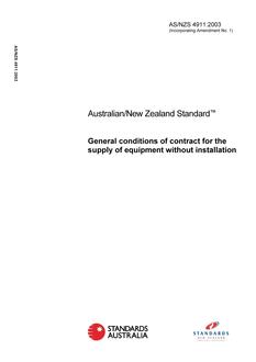 AS/NZS 4911: 08/22/2003 General conditions of contract for the supply of equipment without installation