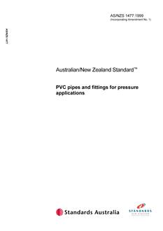 AS/NZS 1477: 08/05/1999 PVC pipes and fittings for pressure applications