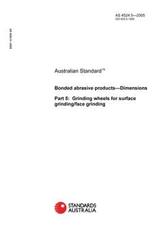 AS 4524.5: 01/01/2005 Bonded abrasive products – Dimensions – Grinding wheels for surface grinding/face grinding
