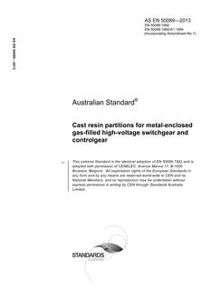 AS EN 50089: 05/30/2013 Cast resin partitions for metal-enclosed gas-filled high-voltage switchgear and controlgear