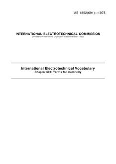 AS 1852.691: 01/01/1975 International electrotechnical vocabulary – Tariffs for electricity