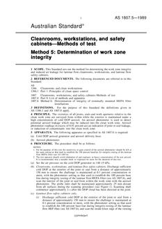 AS 1807.5: 12/31/1988 Cleanrooms, workstations and safety cabinets – Methods of test – Determination of work zone integrity