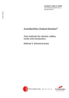 AS/NZS 1660.3: 01/05/1998 Test methods for electric cables, cords and conductors, Method 3: Electrical tests