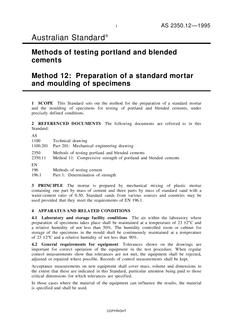 AS 2350.12: 01/01/1995 Methods of testing portland and blended cements – Preparation of a standard mortar and moulding of specimens
