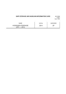AS 2508.5.001: 12/31/1988 Safe storage and handling information card – Hydrogen peroxide