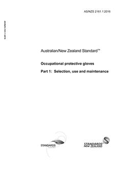 AS/NZS 2161.1: 05/19/2016 Occupational protective gloves, Part 1: Selection, use and maintenance