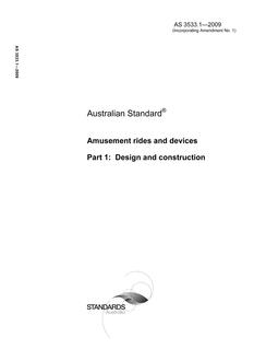 AS 3533.1: 07/31/2009 Amusement rides and devices, Part 1: Design and construction