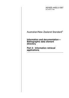 AS/NZS 4450.3: 03/05/1997 Information and documentation – Bibliographic data element directory, Part 3: Information retrieval applications