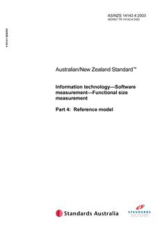 AS/NZS 14143.4: 03/31/2003 Information technology – Software measurement – Functional size measurement, Part 4: Reference model