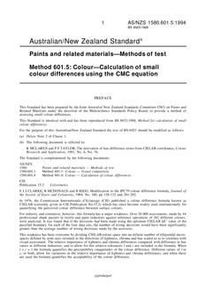 AS/NZS 1580.601.5: 03/14/1994 Paints and related materials – Methods of test, Method 601.5: Colour – Calculation of small colour differences using the CMC equation