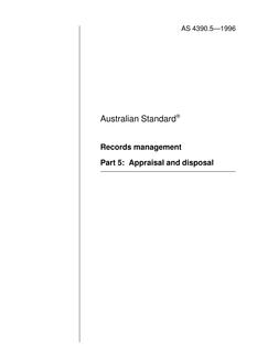 AS 4390.5: 01/01/1996 Records management – Appraisal and disposal