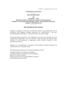 AS 2300.4.7: 12/05/1994 Methods of chemical and physical testing for the dairying industry, Method 4.7: Dried milk and dried milk products – Determination of the heat stability of skim milk powder