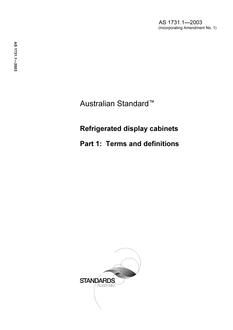 AS 1731.1: 10/01/2003 Refrigerated display cabinets, Part 1: Terms and definitions