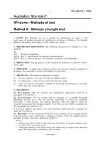 AS 4420.6: 01/01/1996 Windows – Methods of test – Ultimate strength test