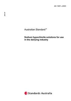 AS 1087: 01/01/2003 Sodium hypochlorite solutions for use in the dairying industry