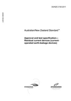 AS/NZS 3190: 11/21/2011 Approval and test specification – Residual current devices (current-operated earth-leakage devices)