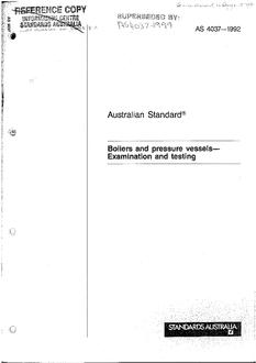 AS 4037: 01/01/1992 Boilers and pressure vessels – Examination and testing