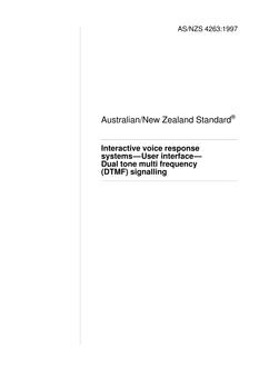 AS/NZS 4263: 01/01/1997 Interactive voice response systems – User-interface – Dual tone multi frequency (DTMF) signalling