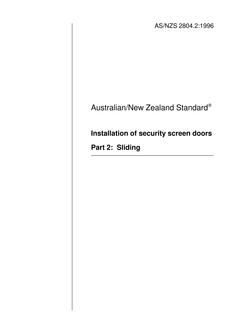 AS/NZS 2804.2: 10/05/1996 Installation of security screen doors, Part 2: Sliding
