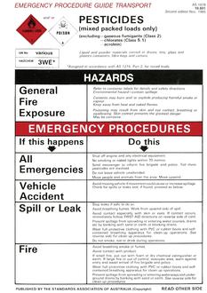 AS 1678.10.001: 11/01/1985 Emergency procedure guide – Transport – Pesticides