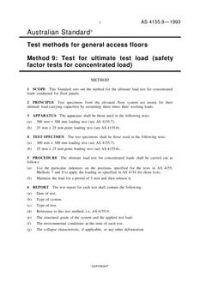 AS 4155.9: 01/01/1993 Test methods for general access floors, Method 9: Test for ultimate test load (safety factor tests for concentrated load)