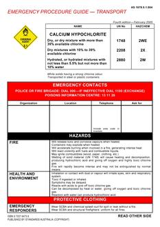 AS 1678.5.1.004: 02/14/2005 Emergency procedure guide – Transport – Calcium hypochlorite