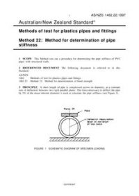 AS/NZS 1462.22: 01/05/1997 Methods of test for plastics pipes and fittings, Method 22: Method for determination of pipe stiffness
