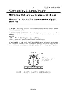 AS/NZS 1462.22: 01/05/1997 Methods of test for plastics pipes and fittings, Method 22: Method for determination of pipe stiffness