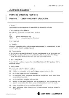AS 4046.1: 10/30/2002 Methods of testing roof tiles, Method 1: Determination of distortion
