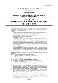 AS 2701.10: 12/31/1983 Methods of sampling and testing mortar for masonry construction – Methods for chemical analysis of mortars