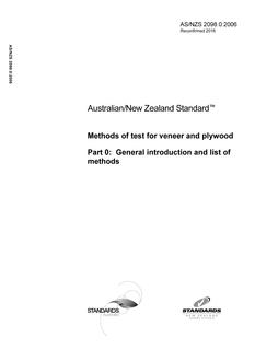 AS/NZS 2098.0: 10/30/2006 Methods of test for veneer and plywood, Part 0: General introduction and list of methods