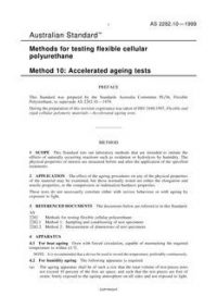 AS 2282.10: 07/05/1999 Methods for testing flexible cellular polyurethane, Method 10: Accelerated ageing tests
