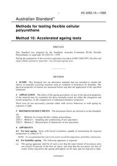 AS 2282.10: 07/05/1999 Methods for testing flexible cellular polyurethane, Method 10: Accelerated ageing tests
