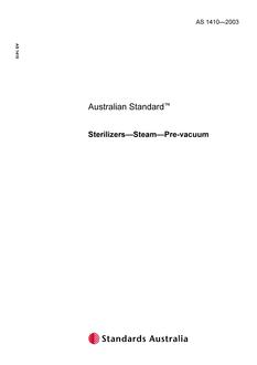 AS 1410: 01/01/2003 Sterilizers – Steam – Pre-vacuum