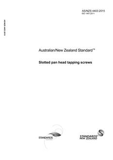 AS/NZS 4403: 08/26/2015 Slotted pan head tapping screws