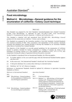 AS 5013.4: 01/01/2004 Food microbiology, Method 4: Microbiology – General guidance for the enumeration of coliforms – Colony count technique