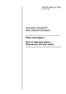 AS/NZS 4056.12: 09/14/1992 Pliers and nippers, Part 12: Slip joint pliers – Dimensions and test values