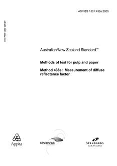 AS/NZS 1301.436S: 10/17/2005 Methods of test for pulp and paper, Method 436S: Measurement of diffuse reflectance factor