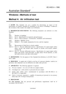 AS 4420.4: 01/01/1996 Windows – Methods of test – Air infiltration test