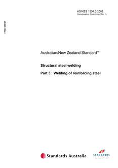 AS/NZS 1554.3: 10/25/2002 Structural steel welding, Part 3: Welding of reinforcing steel